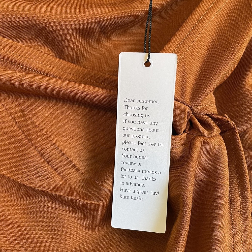 Kate Kasin Womens Faux Wrap Knot Front Asymmetric Midi Skirt Copper, 3XL - Picture 5 of 8